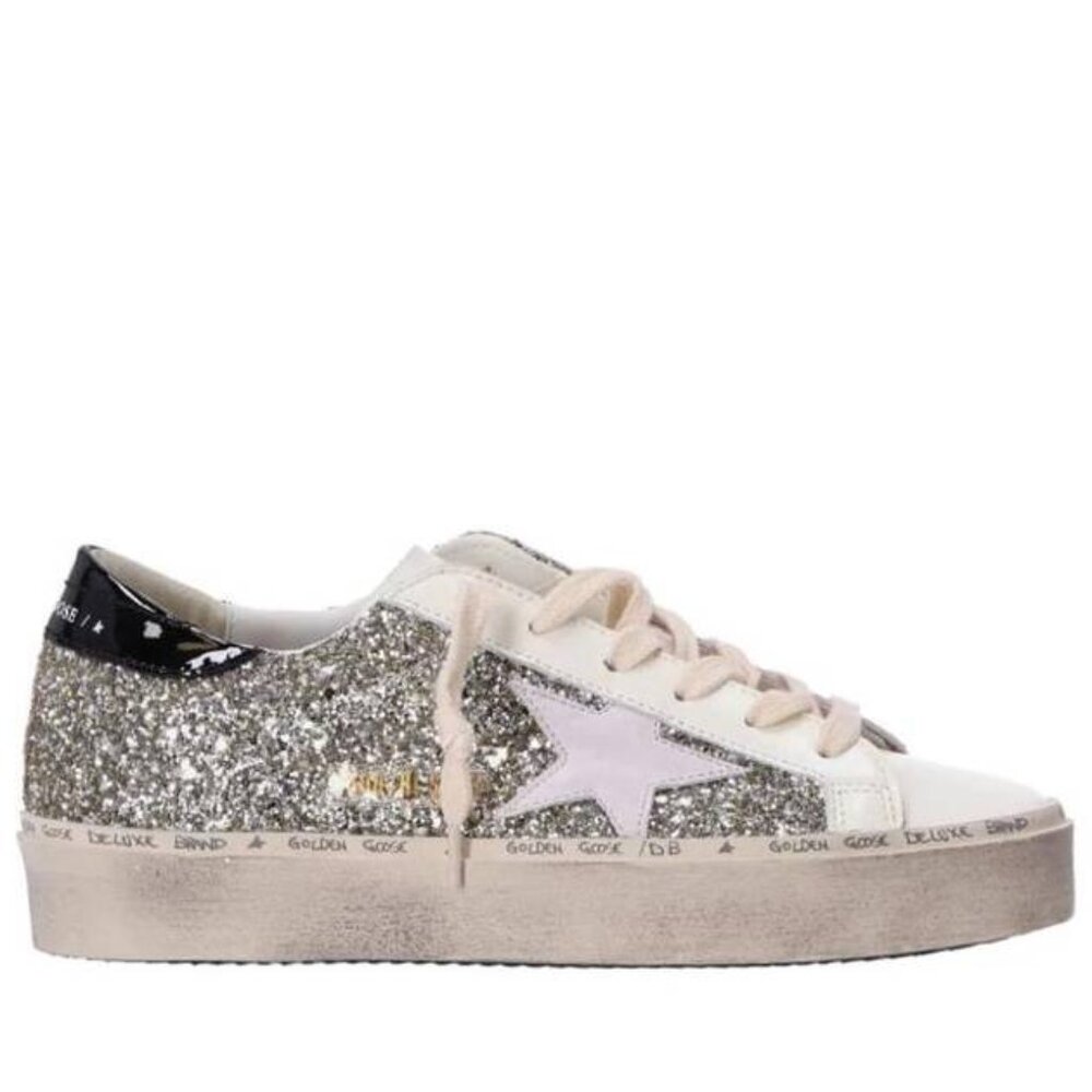 Golden Goose Hi Star Glitter Low Top Sneakers Silver Size EU 37 or US 6.5